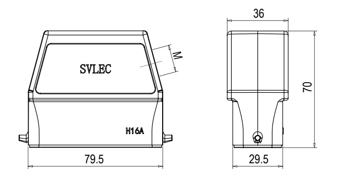 16A, side outlet, high structure upper shell, M25 thread