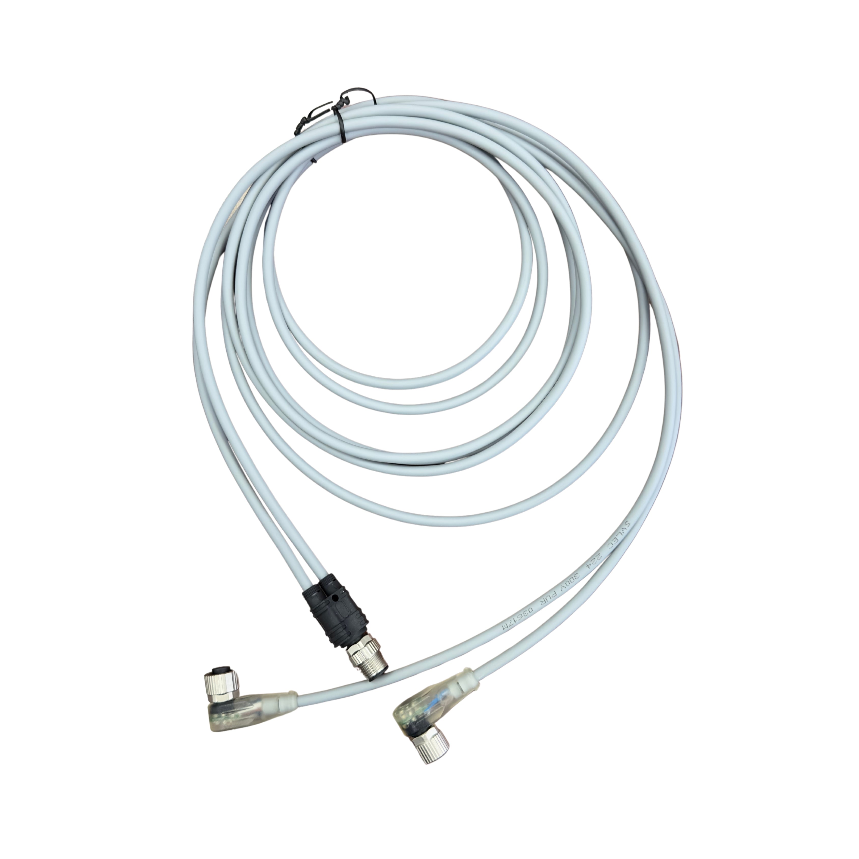 M12 Male Y Distributor - M12 2 Female 90° With Light