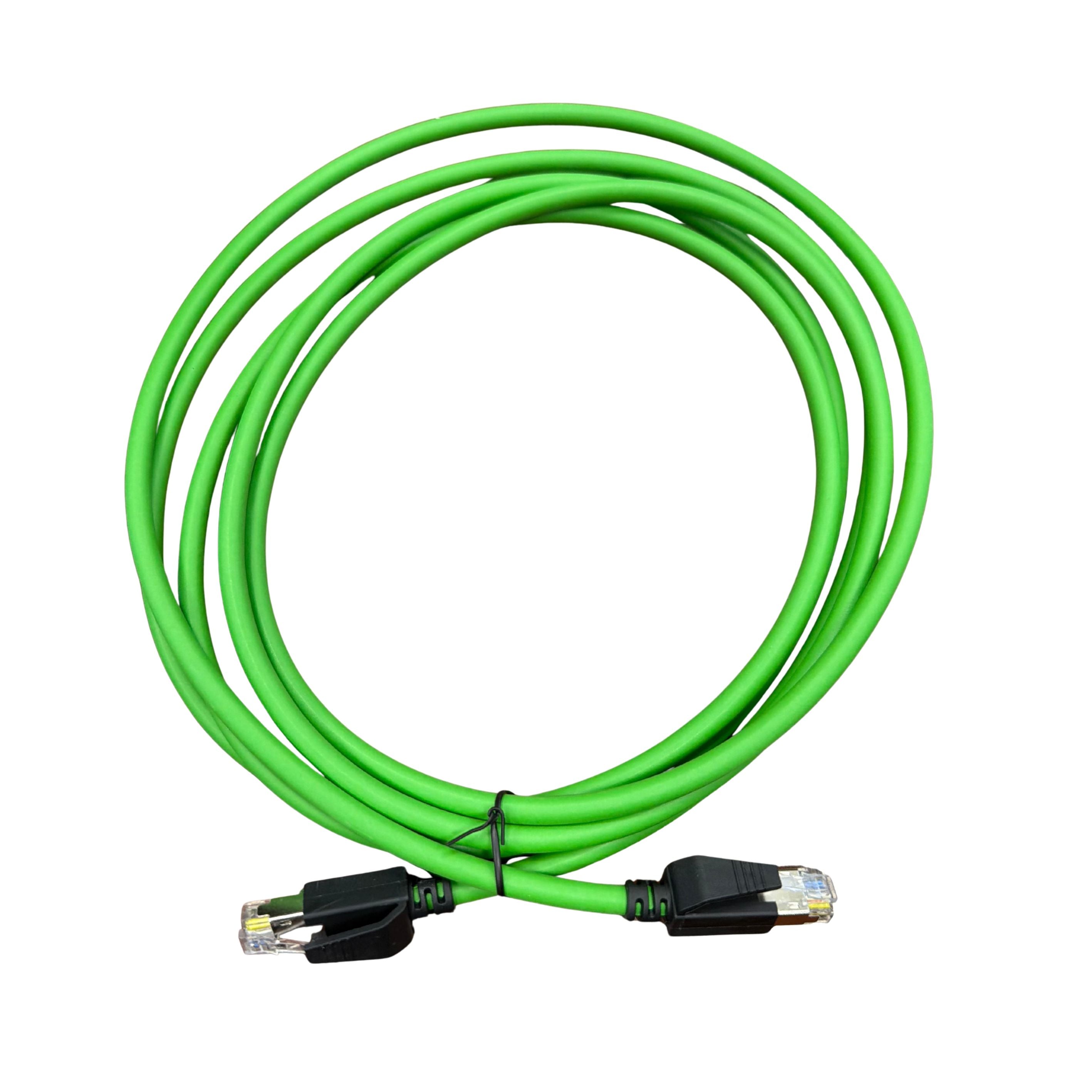 RJ45 double, 4-pin male straight/male straight, fixed, green shielded PUR high flex energy chain cable length 3 meter