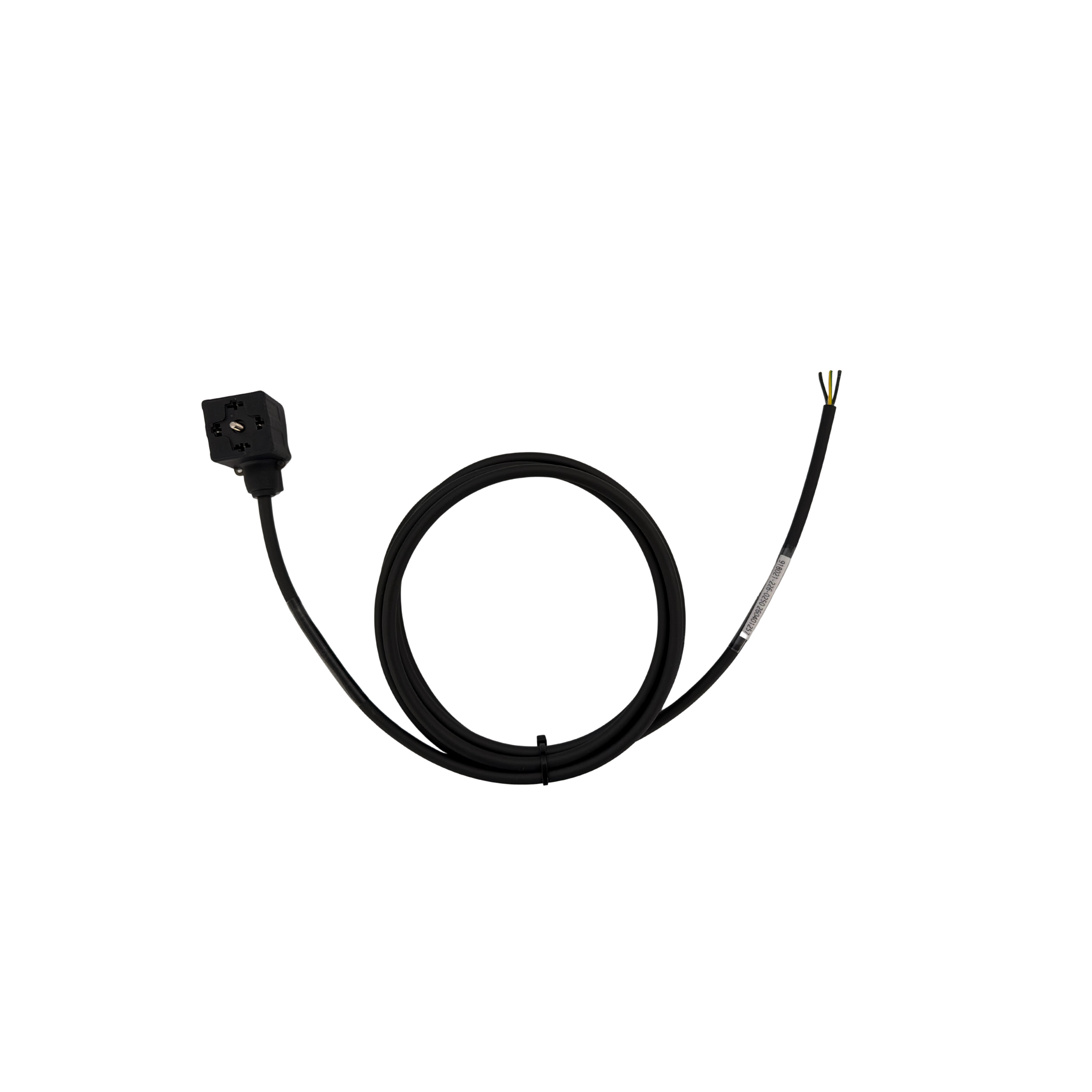 Valve plug is single, type A, 3-pin, 24V with LED and suppression circuit, black PUR wire length