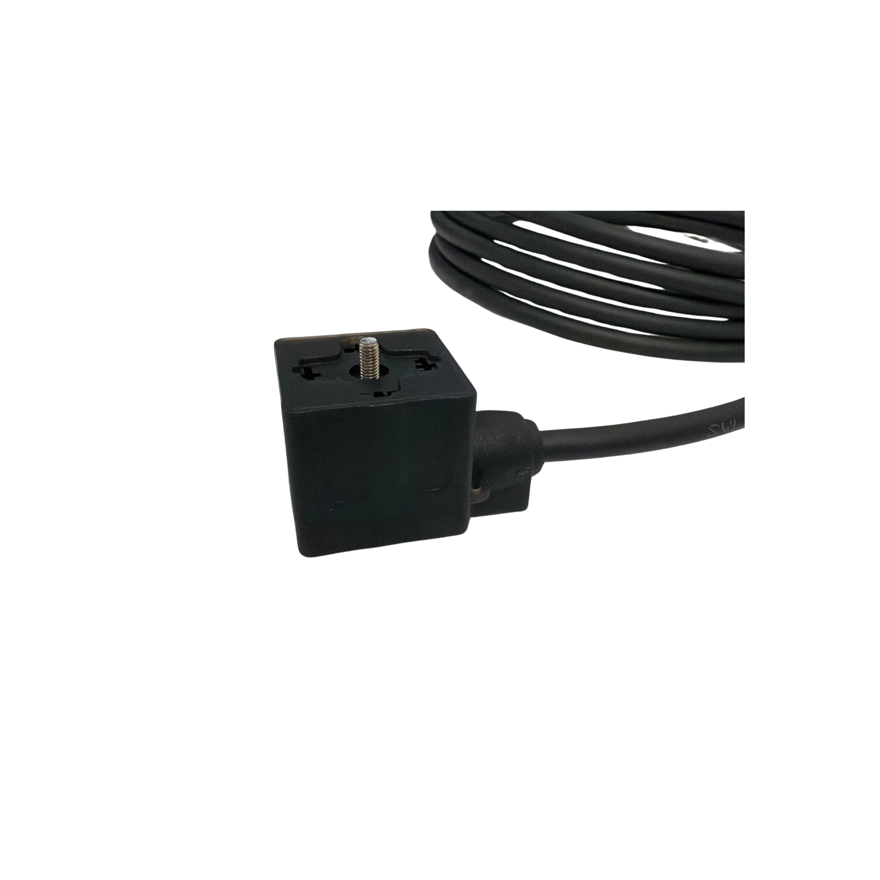 Valve plug is single, type A, 3-pin, 24V with LED and suppression circuit, black PUR wire length