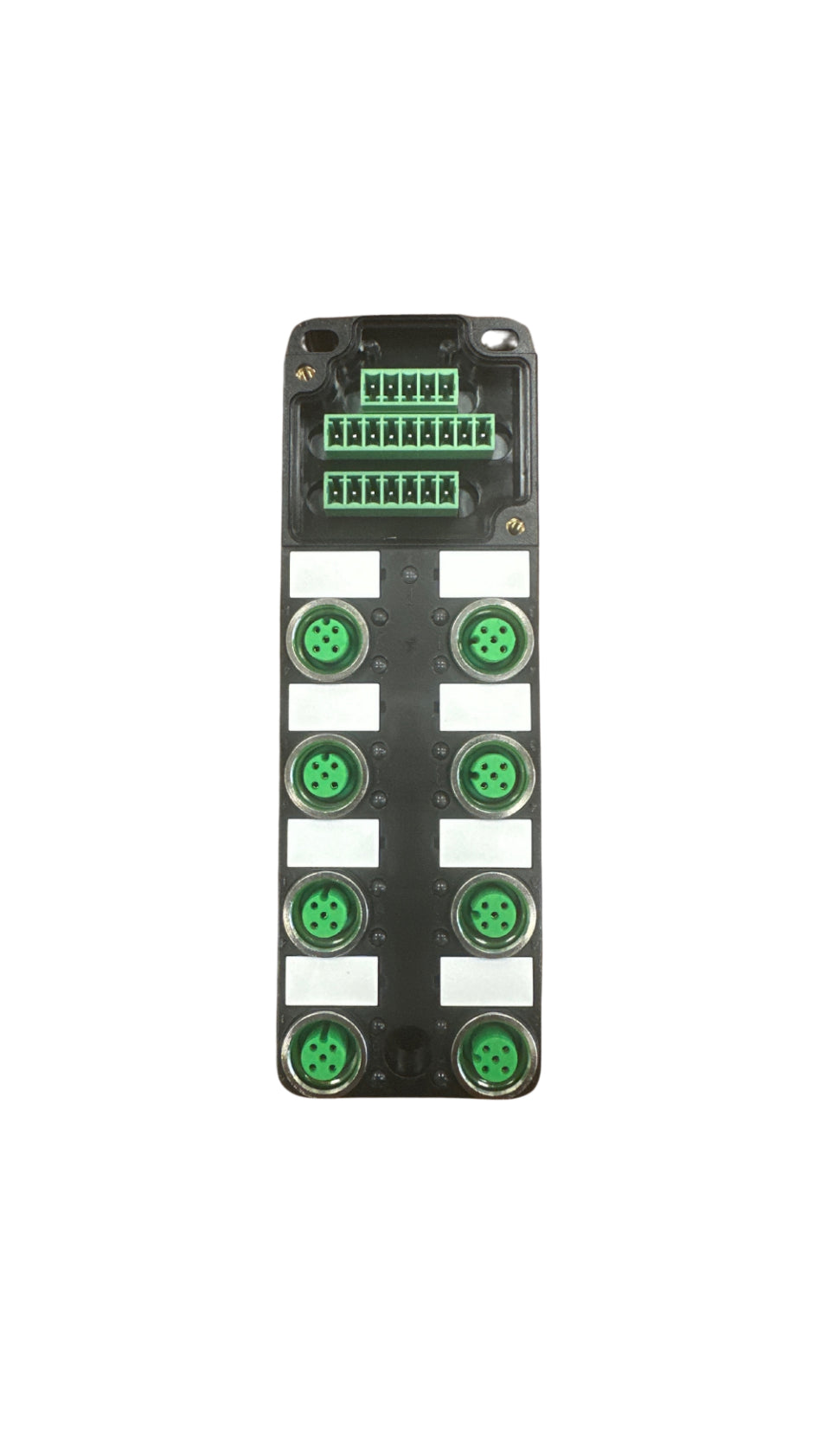 M12 splitter, 8-port dual channel with main plug, with LED, PNP, terminal block interface