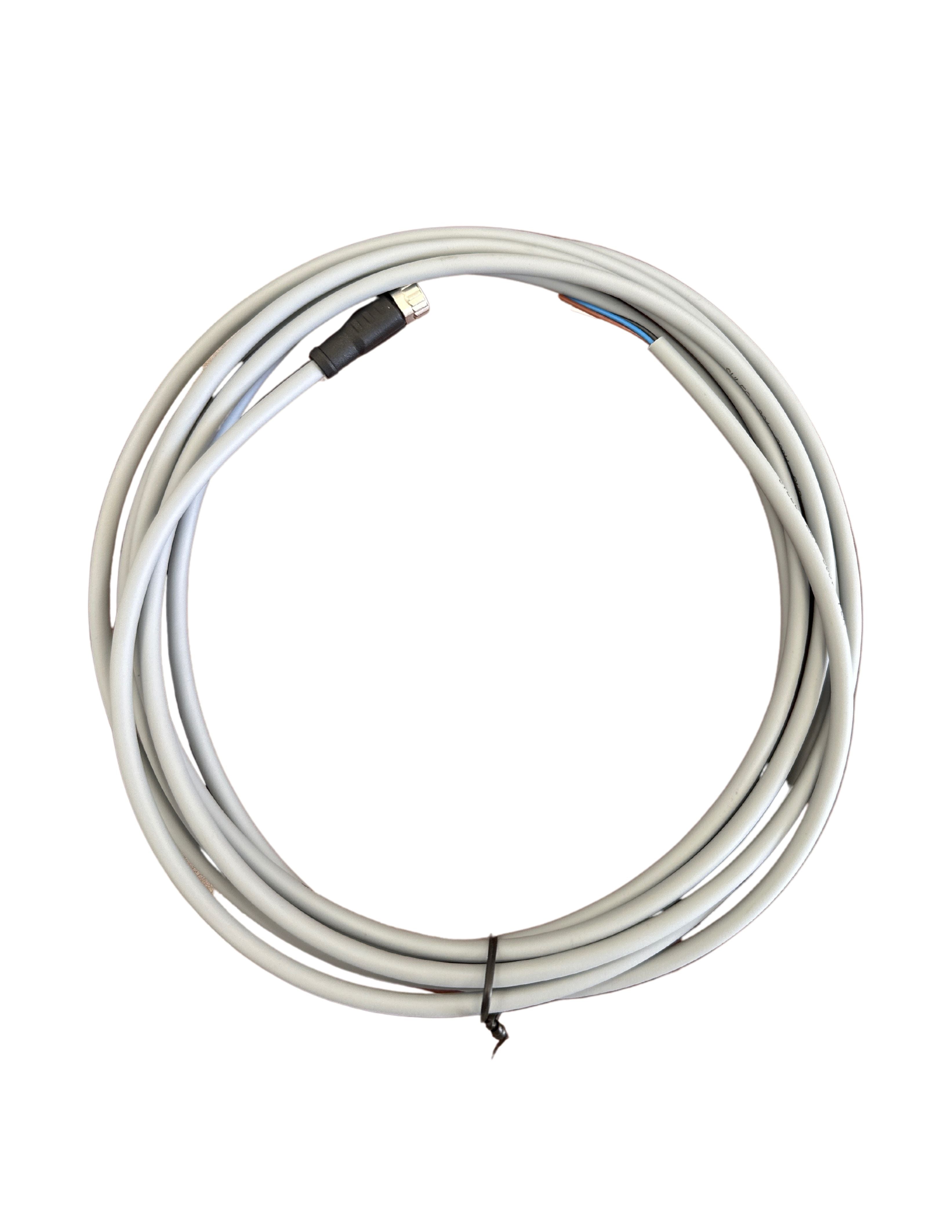 M8, 4Pins Female Straight cable With open ended  wires 3m, no light, PUR jacket