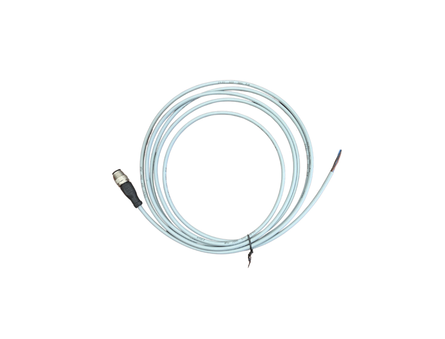 M12, 3Pins Male Straight cable with open ended wires 3m, no light A-Code