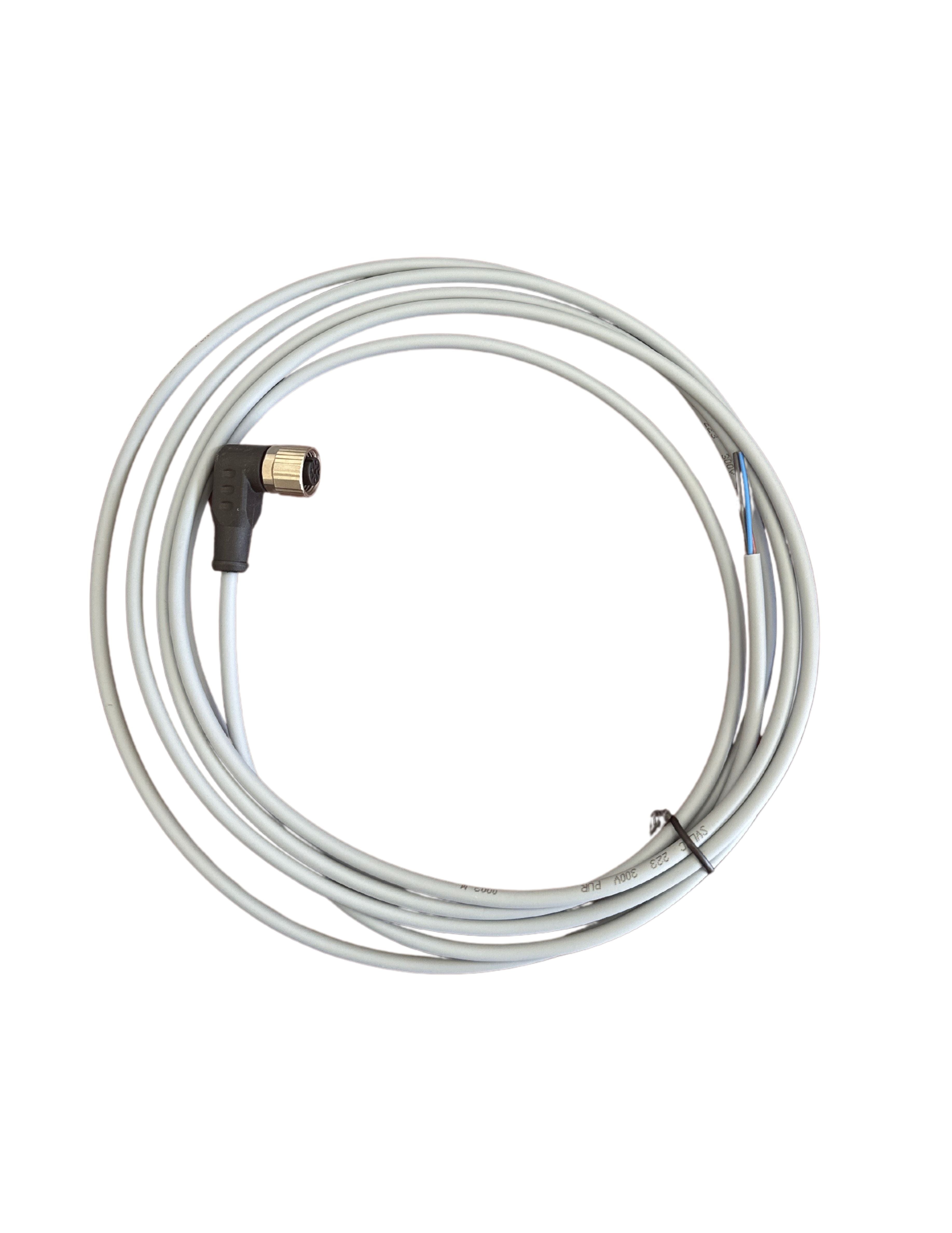 M12, 3Pins Female 90° cable With open ended  wires 3m, no light A-Code