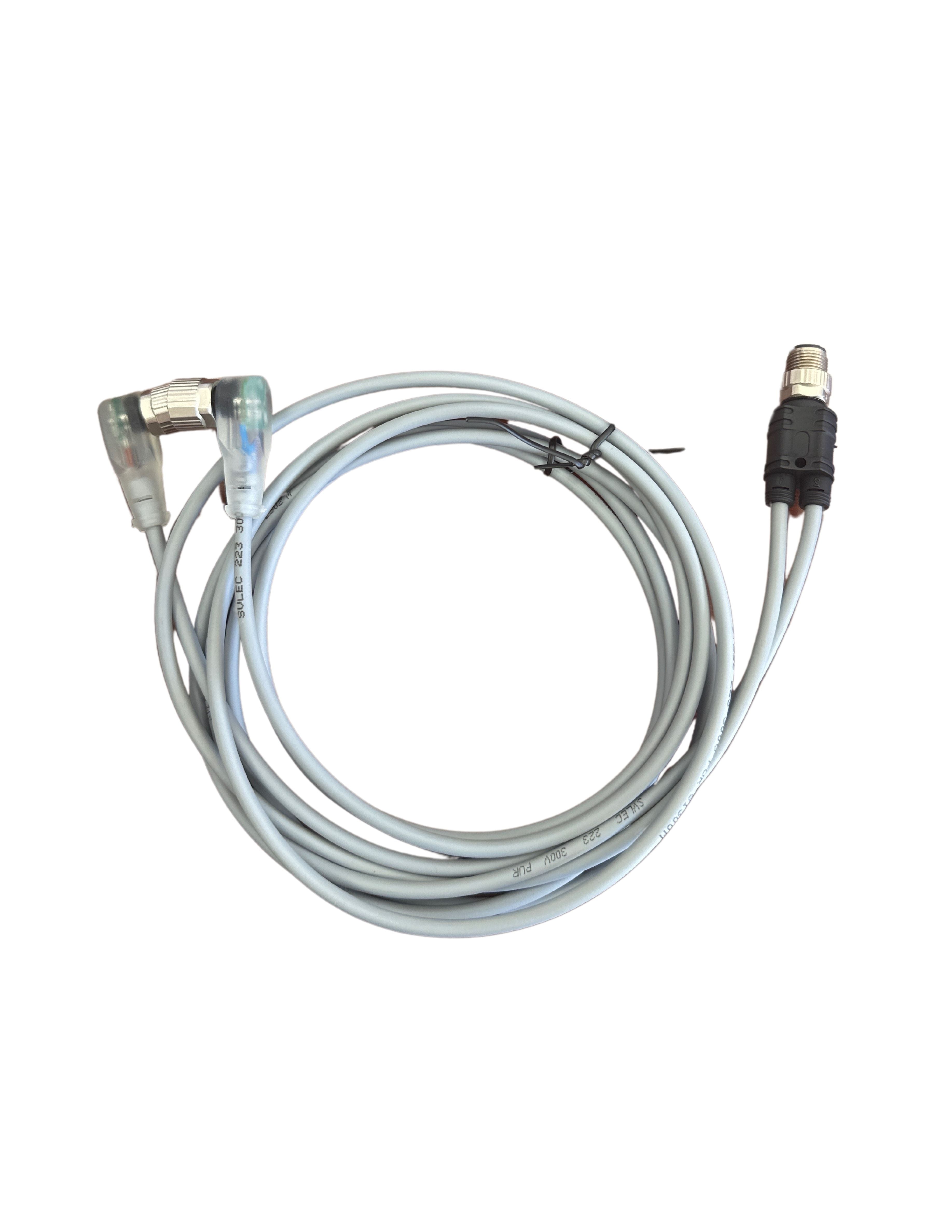 M12 Male, Y Distributor to 2 M12 Female 90°  with LED