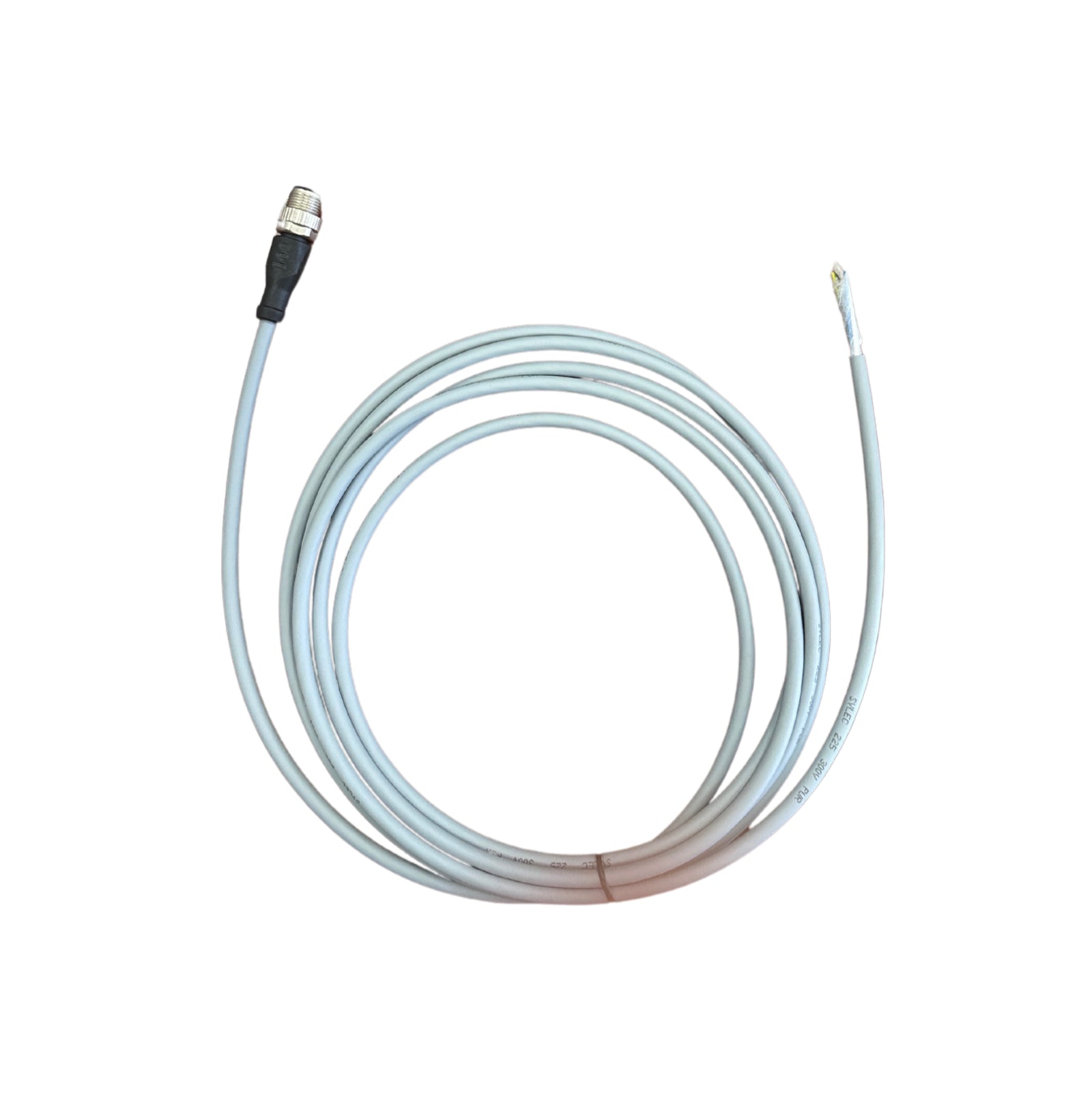 M12, 5Pins Male Straight cable with open ended wires 3m, no light A-Code