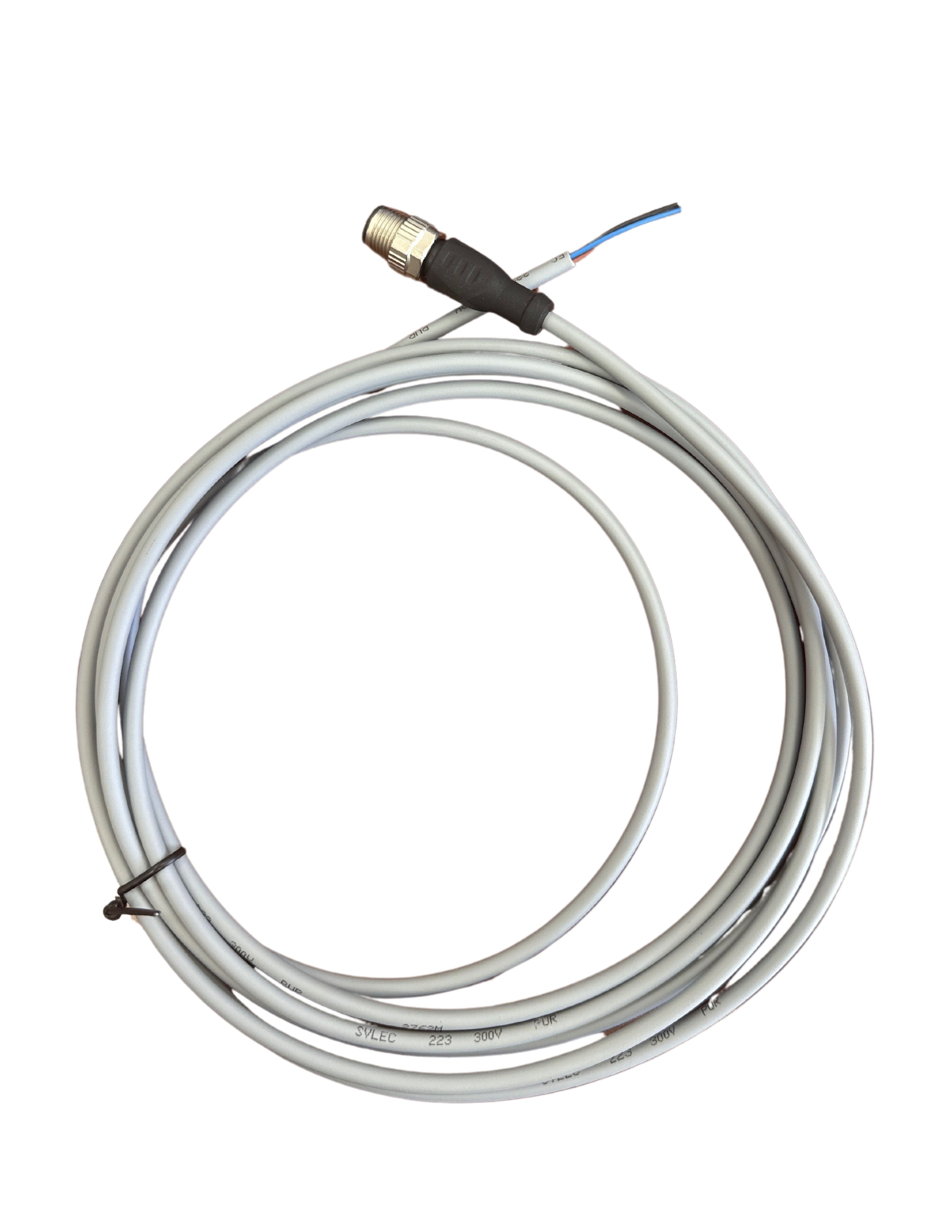 M12, 3Pins Male Straight cable With open ended  wires 3m, no light A-Code