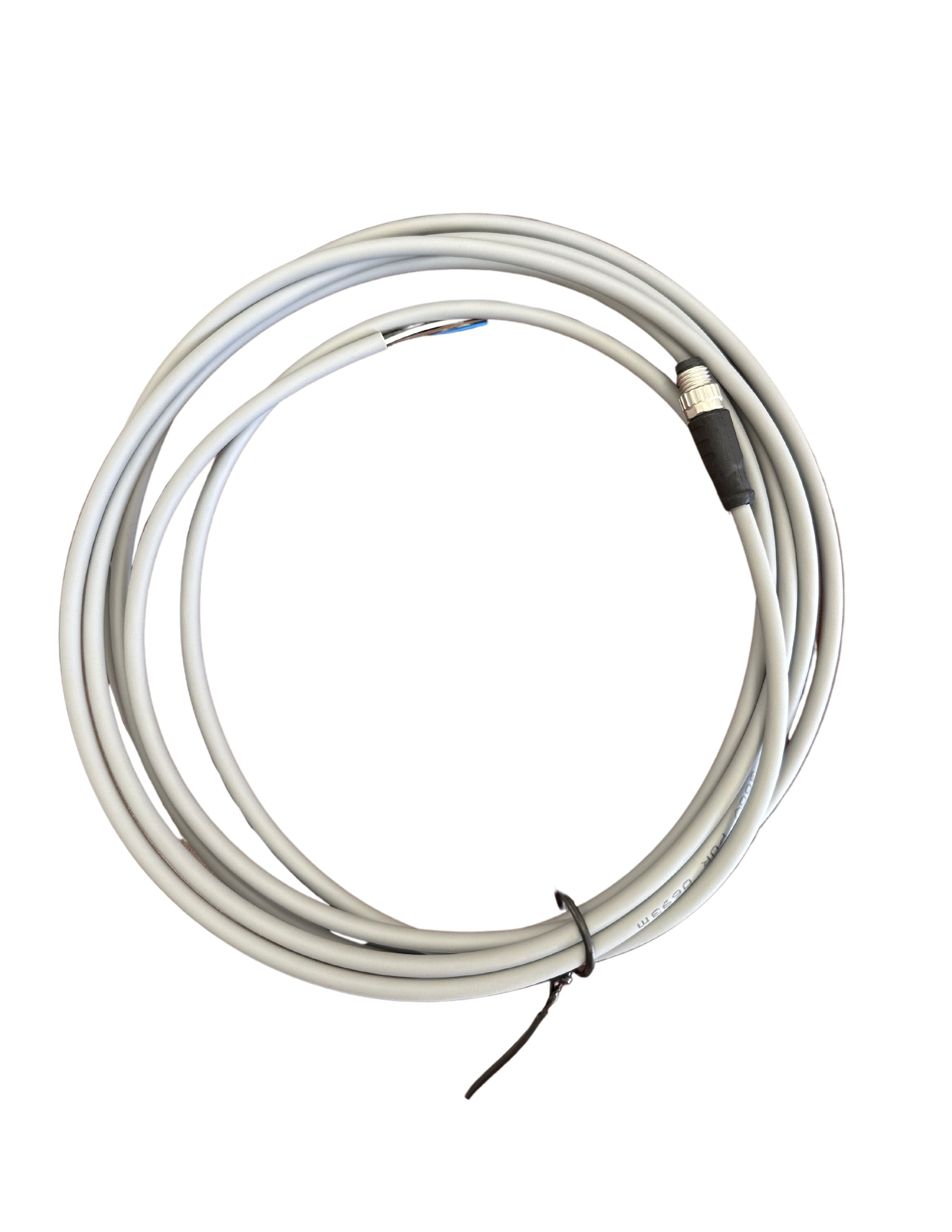 M8, 4Pins Male Straight cable With open ended  wires 3m, no light, PUR jacket
