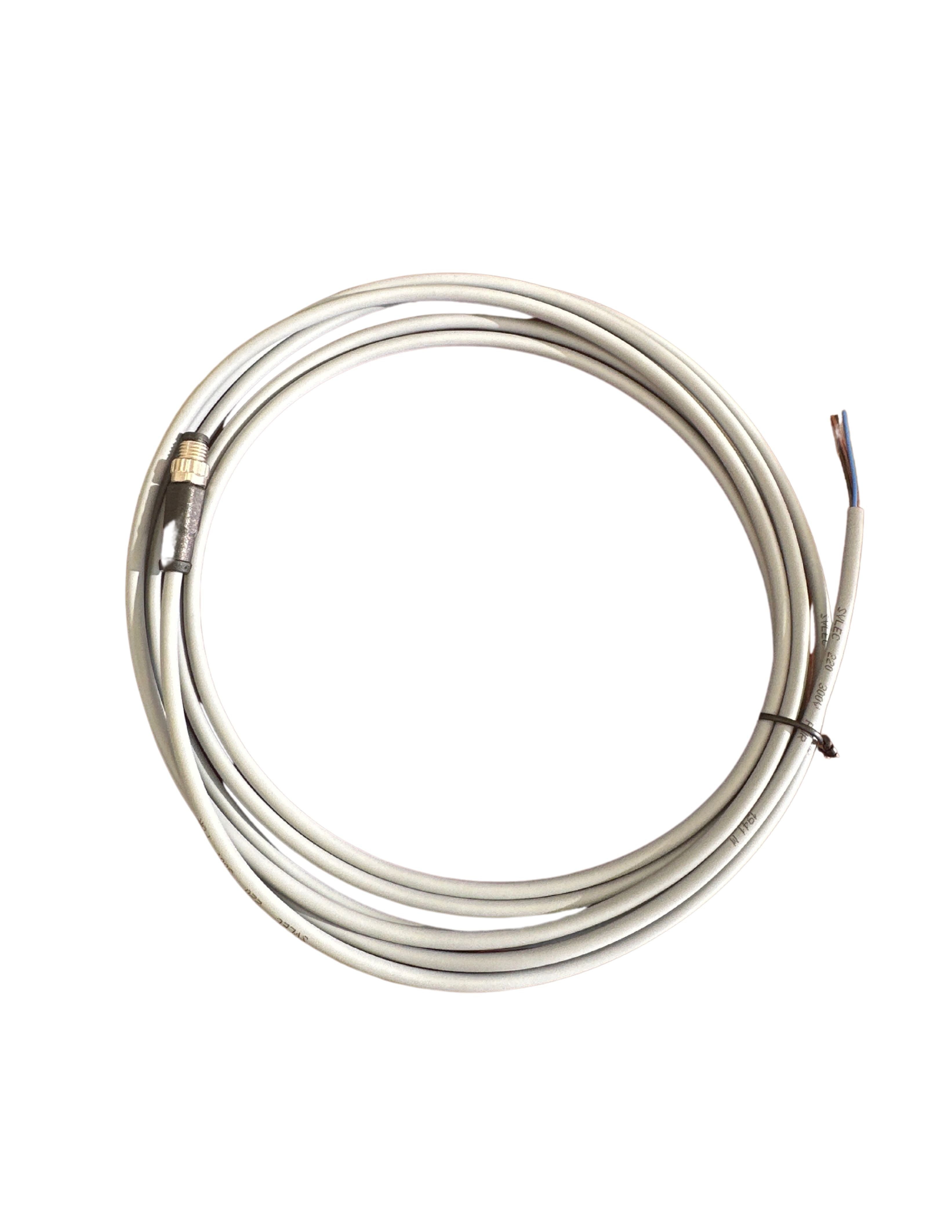 M8, 3Pins Male Straight cable With open ended wires 3m, no light, PUR jacket
