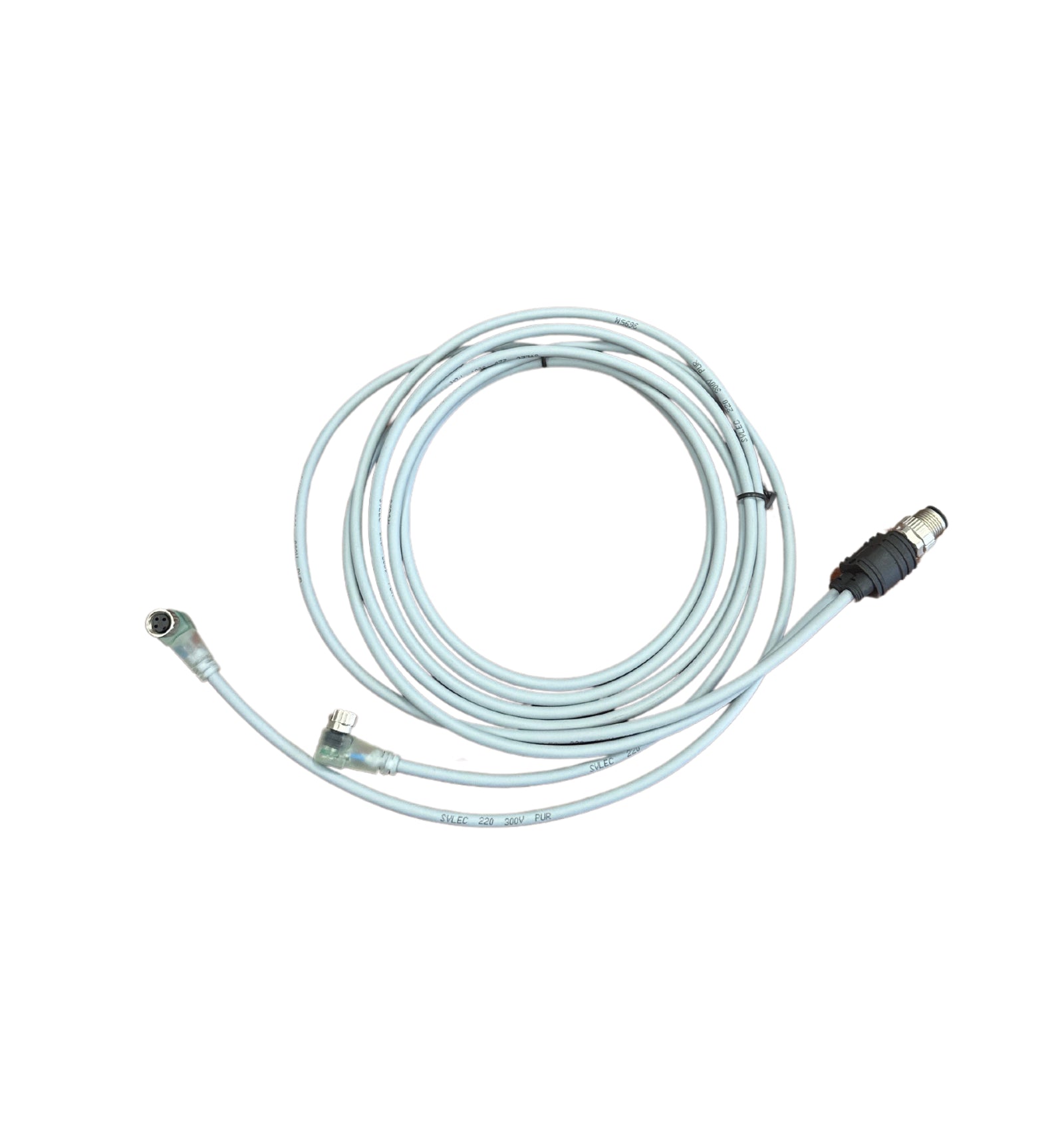 M12 Male, Y Distributor to 2 M8 Female 90° with LED