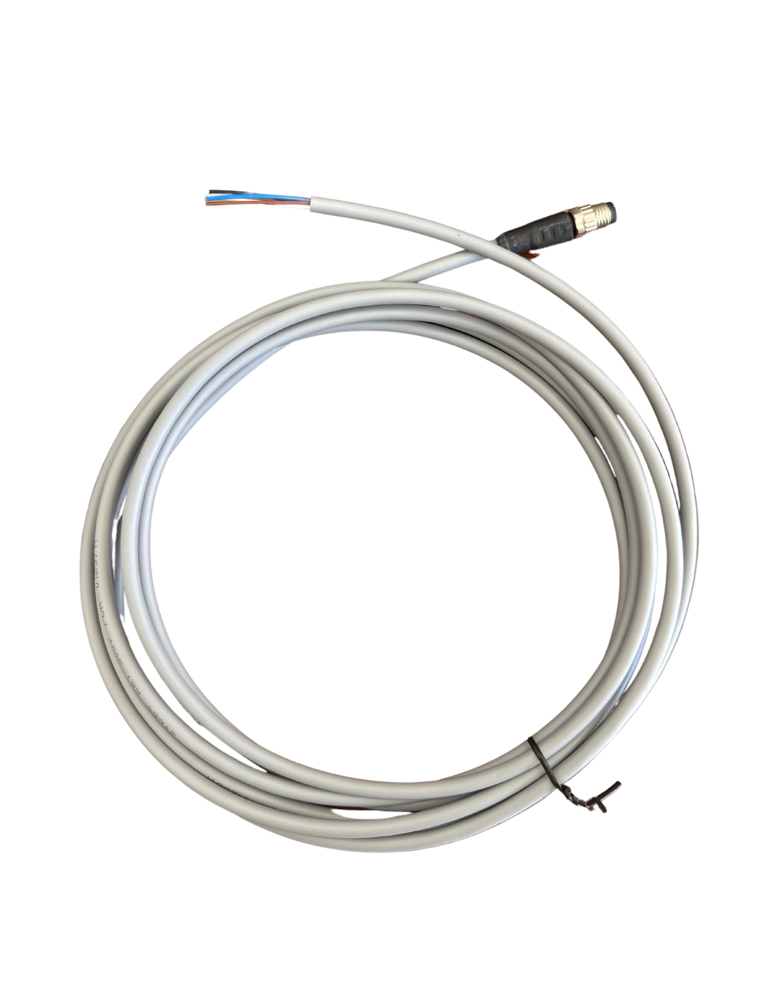 M8, 4Pins Male Straight cable With open ended wires 3m, no light, PUR jacket