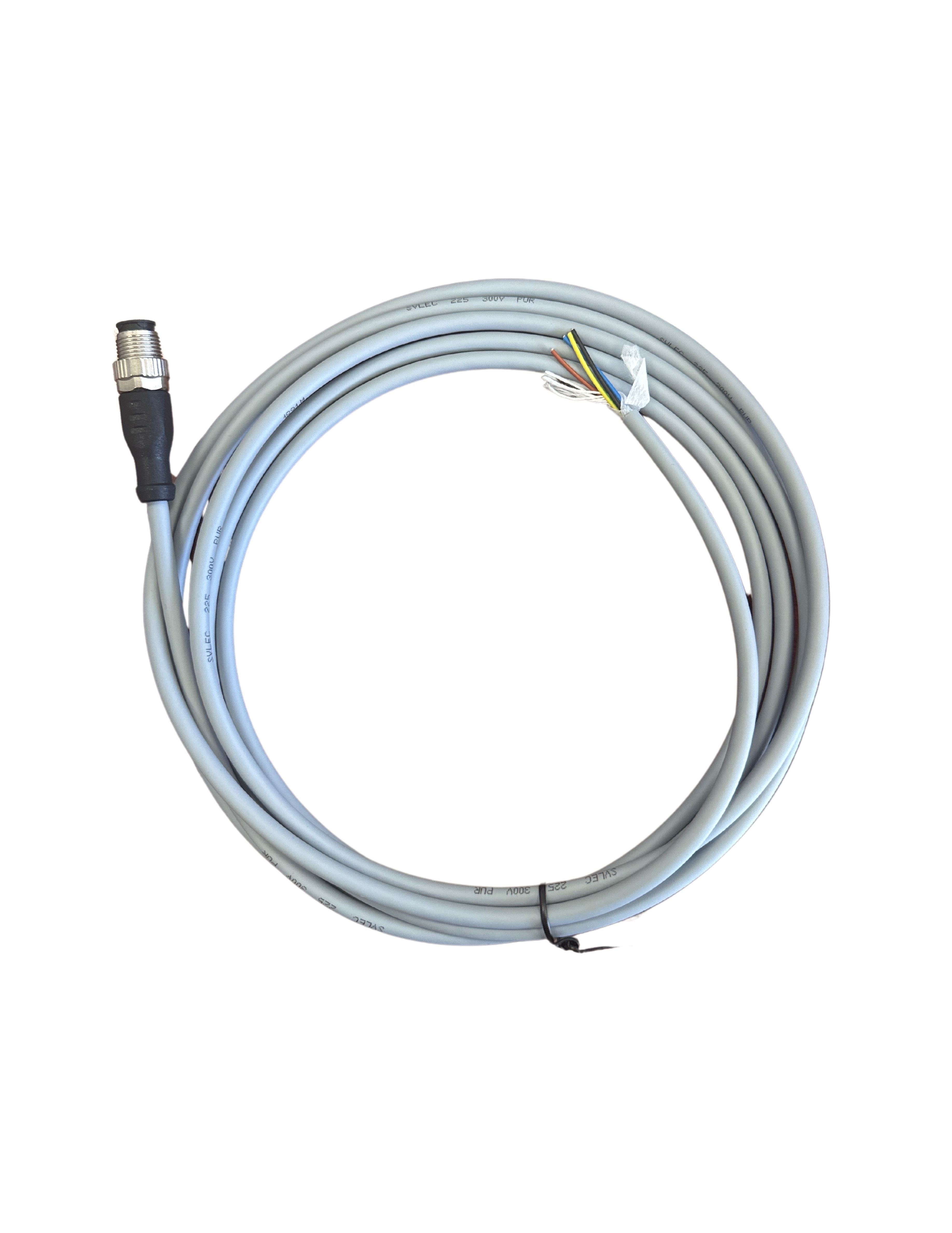 M12, 5Pins Male Straight cable with open ended wires 3m, no light A-Code