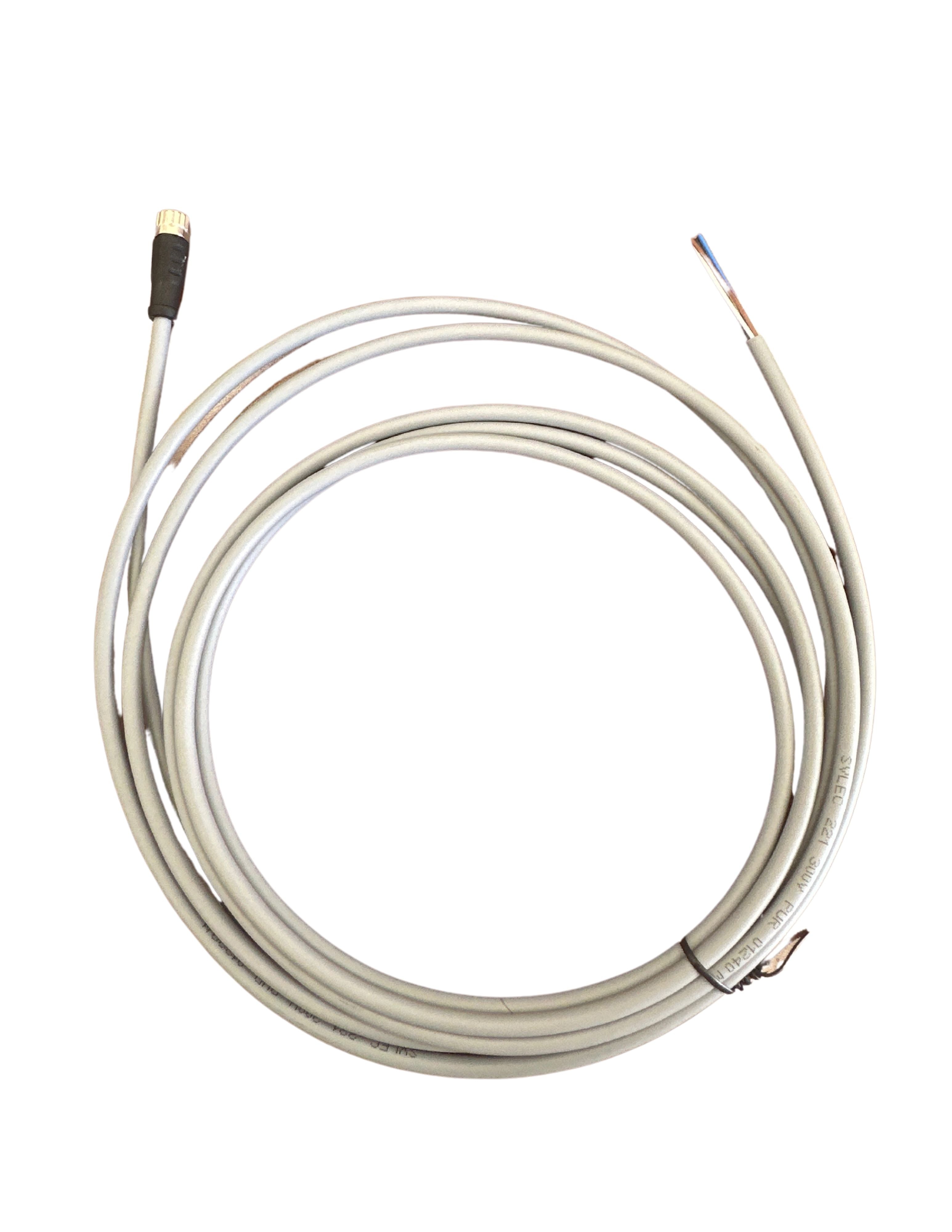 M8, 4Pins Female Straight cable with open ended wires 3m, no light, PUR jacket