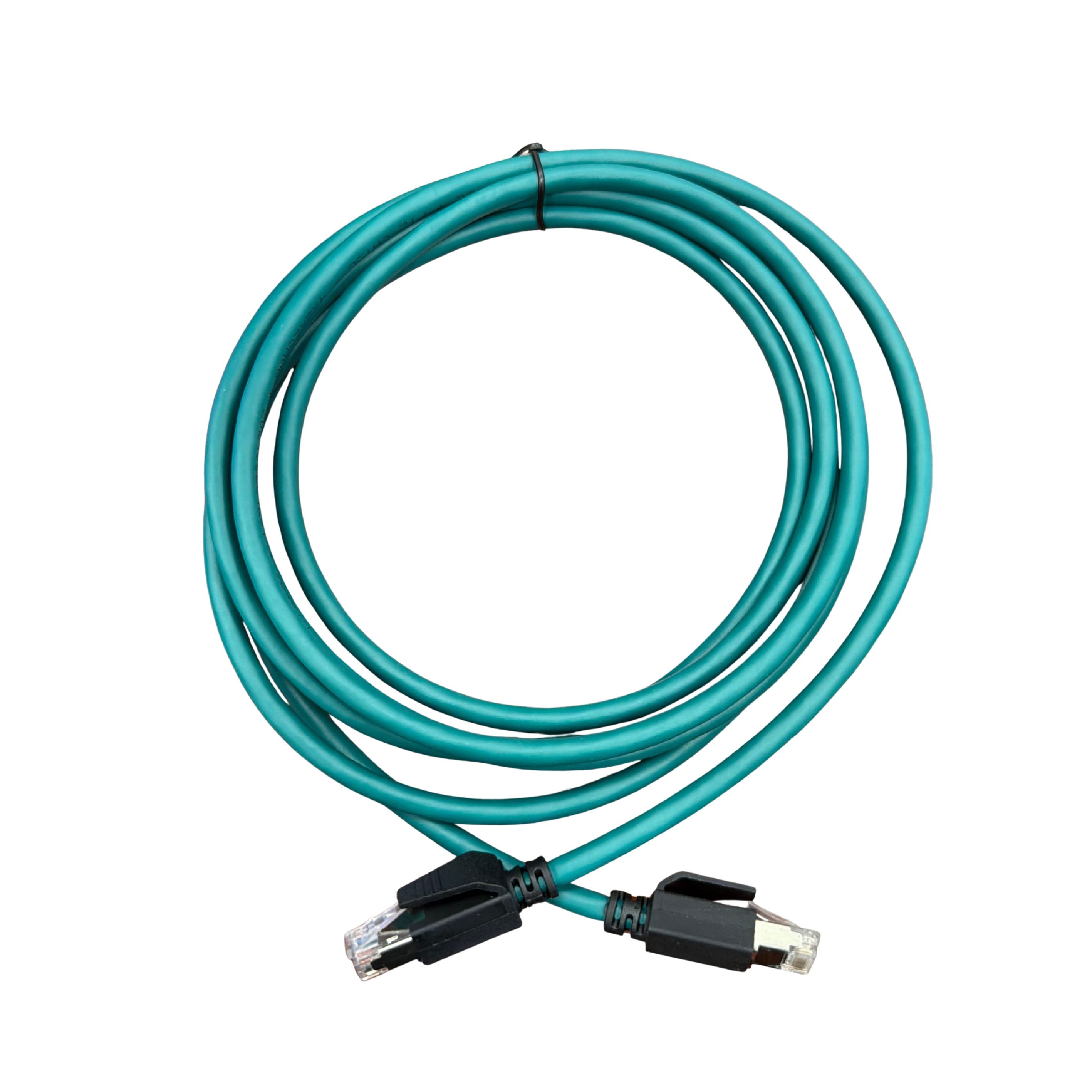 Double-ended precasting, RJ45 male straight/RJ45 male straight, energy chain, clear water blue shielding 3 meters